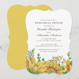 Invitación Cena rústica de girasol. Floral de país