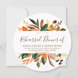 Invitación Cena Rústica de otoño con hojas modernas