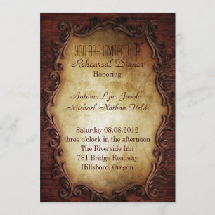 Invitación cena rústica del ensayo del boda del país