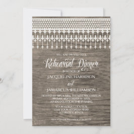 Invitación Cena Rústica Madera Rústica Tipografía de encaje