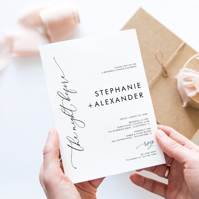 Invitación Cena sencilla de Boda blanco y negro (Subido por el creador)