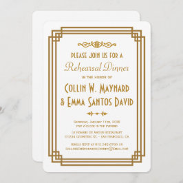 Invitación Cena sencilla de ensayo Art Deco blanco invita a