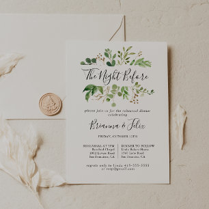Invitación Cena sencilla de ensayo de la noche anterior con e