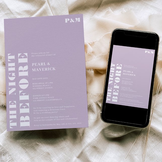 Invitación Cena sencilla y audaz de boda de lavanda (Subido por el creador)