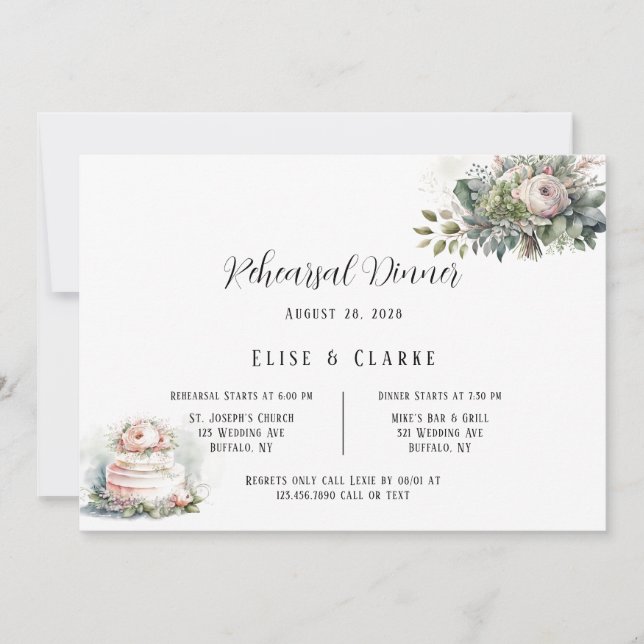 Invitación Cena suave de prueba floral de peones rosados de t (Anverso)