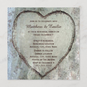 Invitación Cena tallada del ensayo de la boda del árbol de
