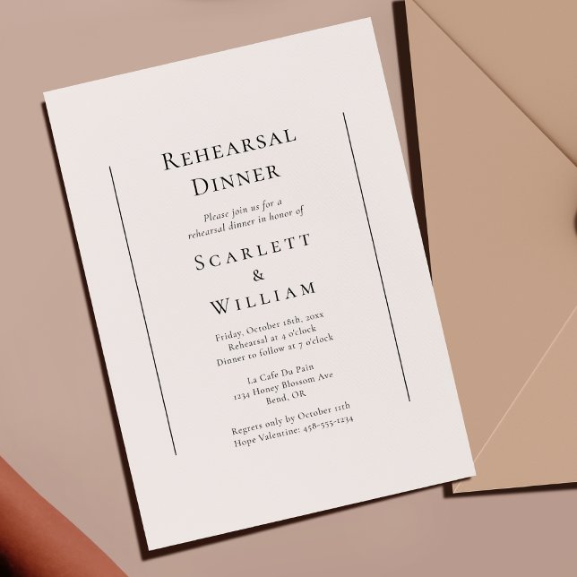 Invitación Cena tradicional simple de ensayo Boda (Subido por el creador)