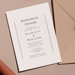 Invitación Cena tradicional simple de ensayo Boda