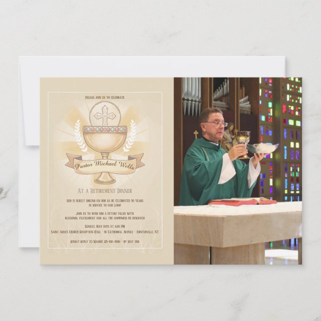 Invitación Cena venerada del retiro de la foto de la cáliz (Anverso)