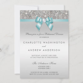 Invitación Cena verde azulada del ensayo de la boda del arco