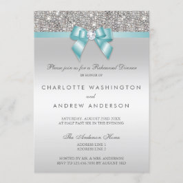Invitación Cena verde azulada del ensayo de la boda del arco