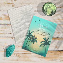 Invitación Cena Verde azulada ID581 del ensayo de Sunrise de 