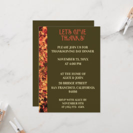 Invitación Cena verde oscuro de Acción de Gracias en otoño
