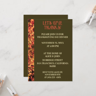 Invitación Cena verde oscuro de Acción de Gracias en otoño