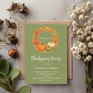 Invitación Cena verde sabio de acción de gracias naranja cala