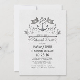 Invitación Cena vintage de playa de ancla náutica