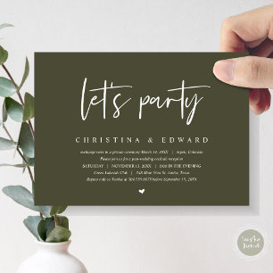 Invitación Cena y baile boda Elopement, vamos fiesta
