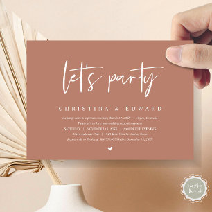 Invitación Cena y baile boda Elopement, vamos fiesta