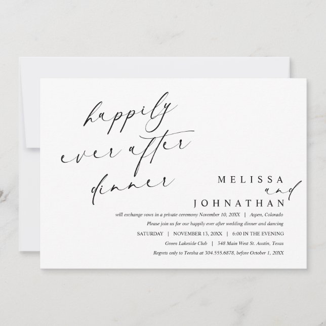 Invitación Cena y baile de feliz para siempre  (Anverso)