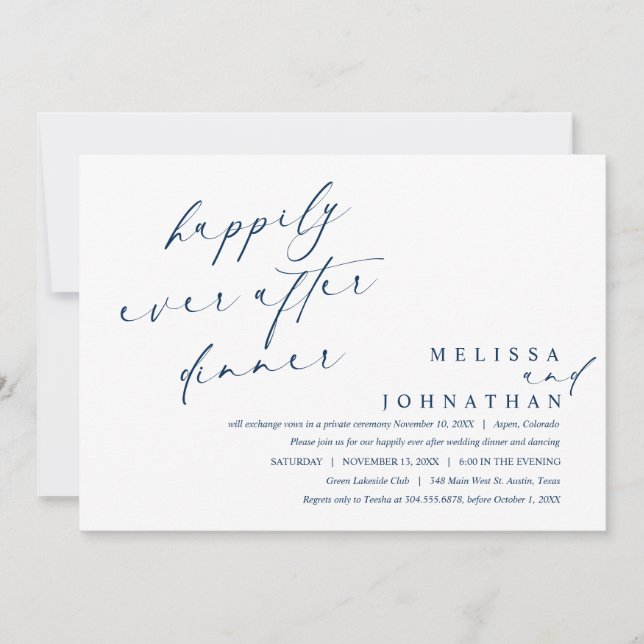 Invitación Cena y baile de feliz para siempre  (Anverso)