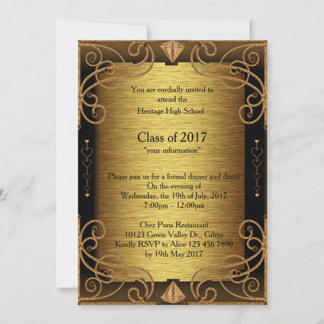 Invitación Cena y baile de invitación, a completar (Anverso)