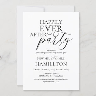 Invitación Cena y fiesta de boda Felices para siempre