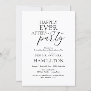 Invitación Cena y fiesta de boda Felices para siempre Invita