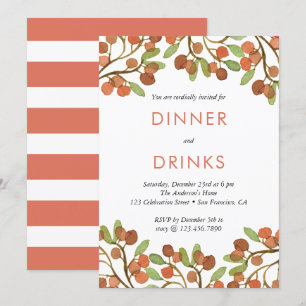 Invitación Cena y fiesta de feriados de borrachos y bebidas