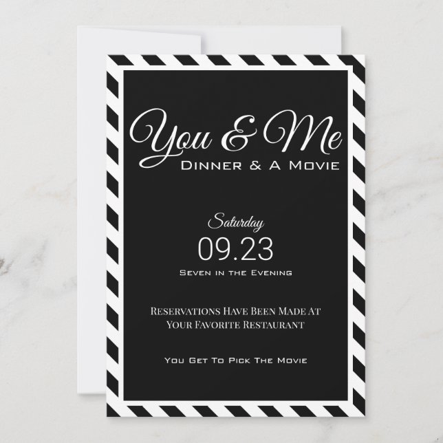 Invitación Cena y película de You & Me (Anverso)