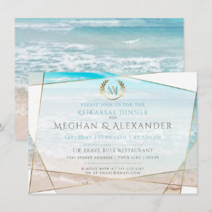 Invitación Cenas de ensayo de boda   Moderna playa de Monogra