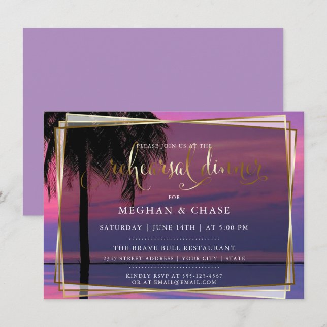 Invitación Cenas de ensayo de boda | Noche tropical exótica (Anverso / Reverso)