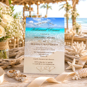 Invitación Cenas de ensayo en la playa del océano tropical Sa