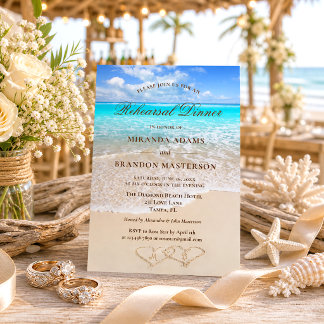 Invitación Cenas de ensayo en la playa del océano tropical Sa