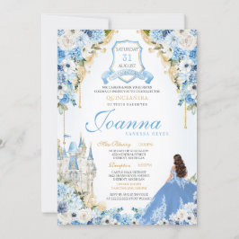 Invitación Cenicienta azul de la luz de la princesa real Quin