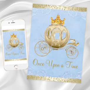 Invitación Cenicienta Azul Érase Una Vez Cumpleaños Princesa