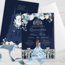 Cenicienta azul medianoche Princesa Quinceañera