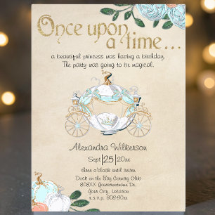 Invitación Cenicienta: Carrito de princesa de venta al aire l