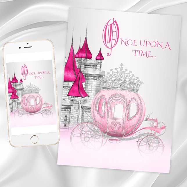 Invitación Cenicienta Érase una Vez Cumpleaños Princesa (Cinderella princess birthday party invitation with beautiful carriage and castle. Any number - event)