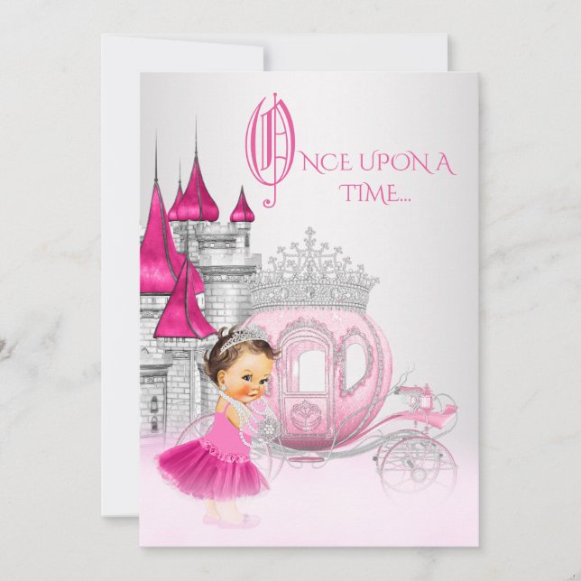 Invitación Cenicienta Érase una Vez Cumpleaños Princesa Rosa (Anverso)