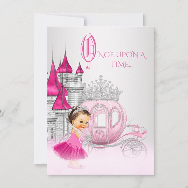 Invitación Cenicienta Érase una Vez Princesa Rosa Cumpleaños (Anverso)