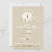 Cenicienta Gold Carriage Kraft Primer cumpleaños