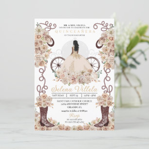 Invitación Cenicienta Occidental Gold Carriage Quinceañera