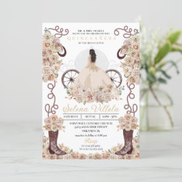 Invitación Cenicienta Occidental Gold Carriage Quinceañera
