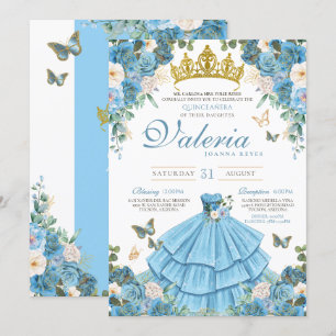 Invitación Cenicienta Rosa azul mariposa Princesa Cumpleaños