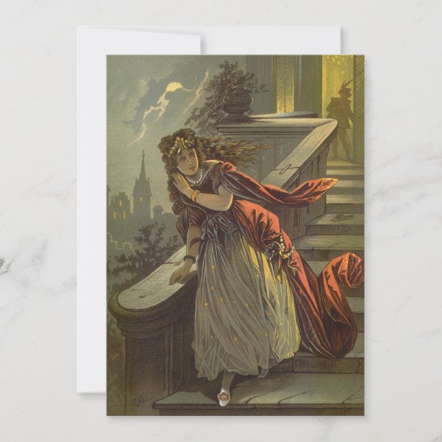 Invitación Cenicienta Vintage, cuentos de hadas victorianas (Anverso)