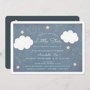 Invitación Centelleo poca pizarra azul Baby Shower de la