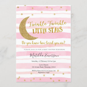 Invitación Centelleo rosado del oro poca estrella Baby Shower