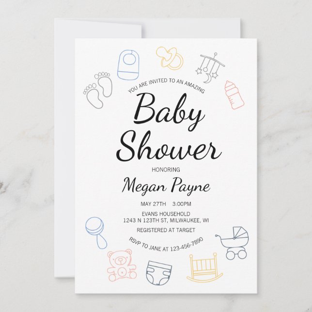 Invitación Central del bebé (Anverso)