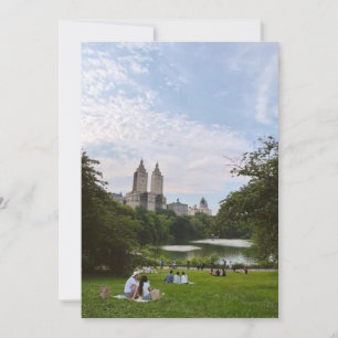 Invitación Central Park Nueva York Ciudad Atardecer y Lago Es