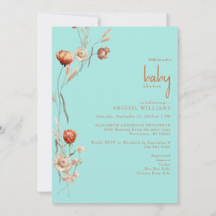 Invitación Centro Botánico Turquesa Baby Shower